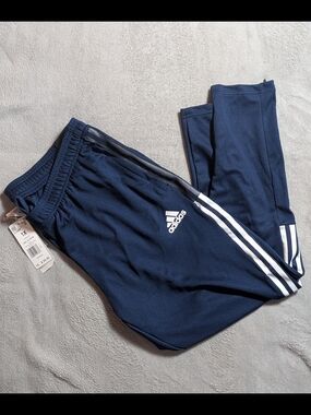 adidas Navy Blue Track Pants with White 3-Stripes